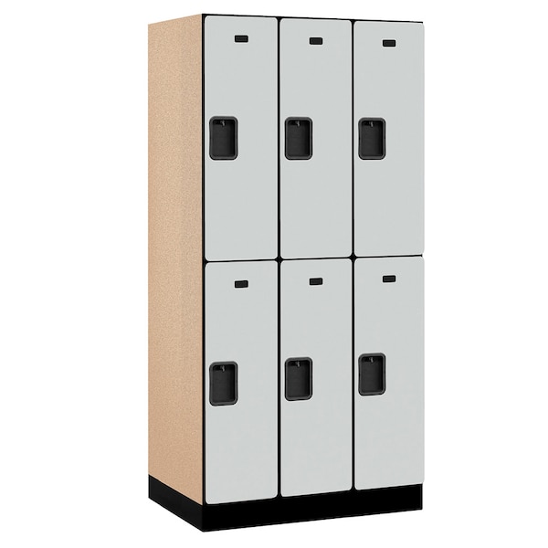 Wardrobe Locker, 36" W, 21" D, 76" H, (3) Wide, (6) Openings, Gray